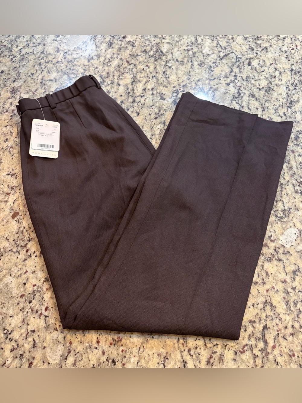 Vintage Doncaster 100% wool dark brown pants with side zipper closure